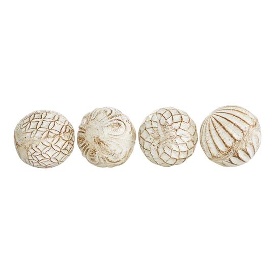 4" Distressed White Ceramic Country Orb Vase Filler Set